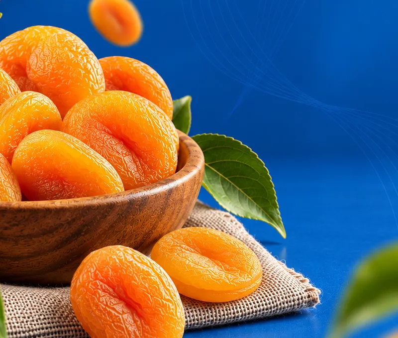 Bonova dried apricots in a wooden bowl
