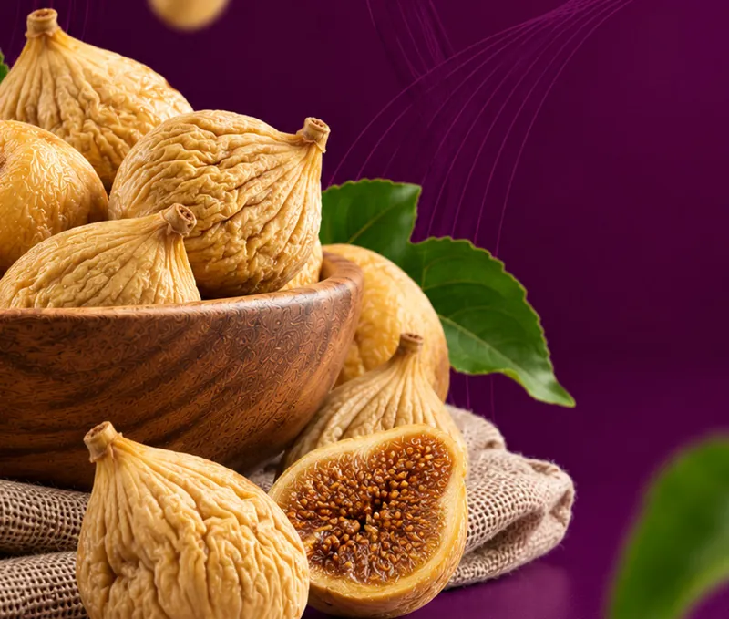 Bonova dried figs in a wooden bowl