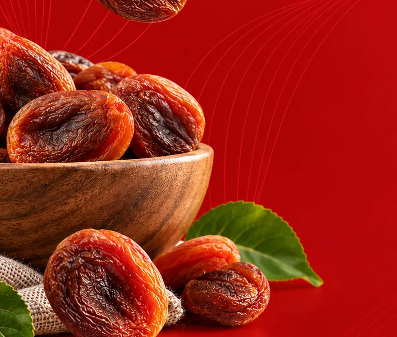 Bonova sun-dried apricots in a wooden bowl