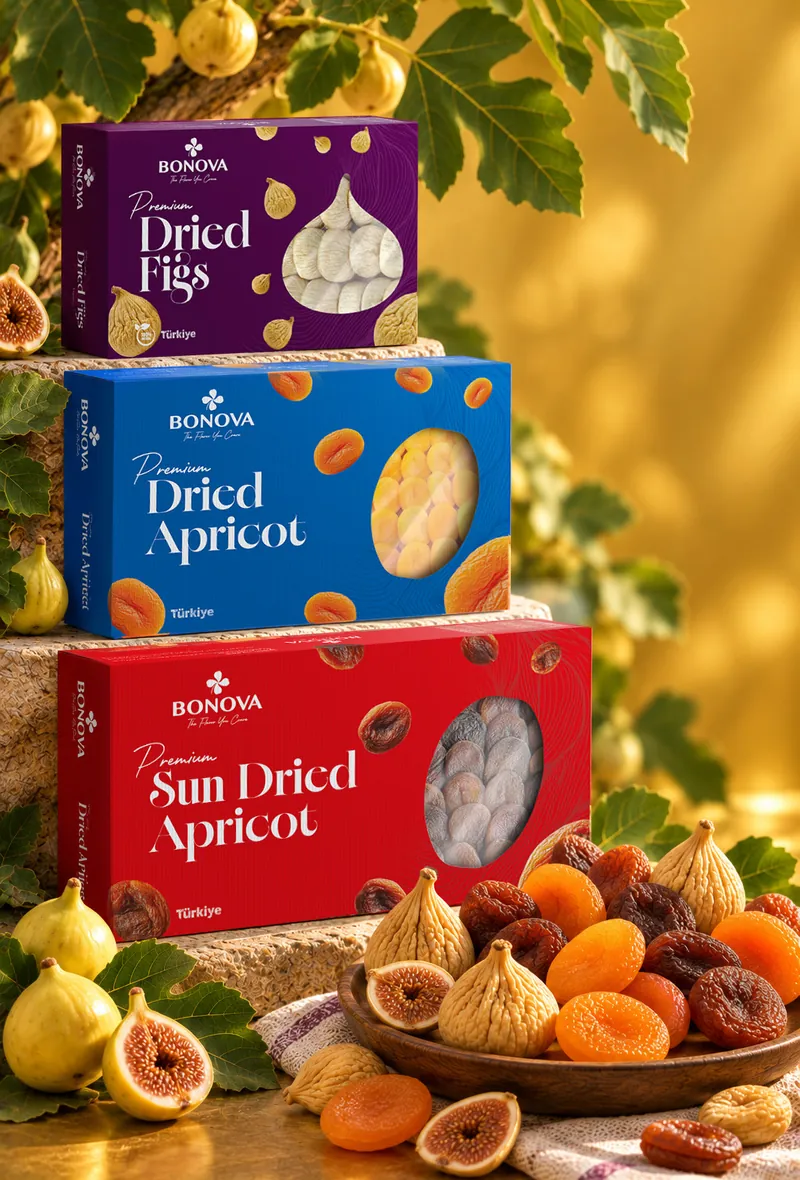 Bonova Dried Figs, Dried Apricot and Sun Dried Apricot packs